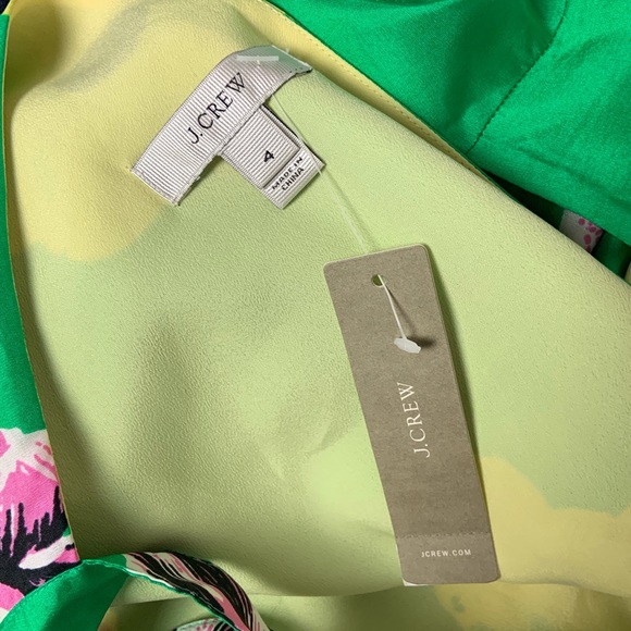 SOLD Crew Green Floral short Dress 100% Silk - Picture 6 of 8